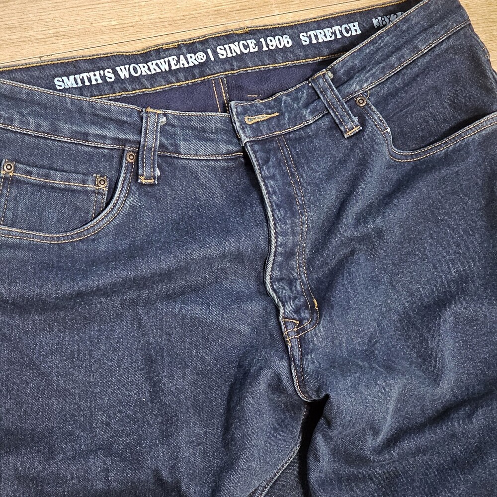 Smith’s Workwear Men’s Jeans 38x34 Fleece Lined Stretch Blue Denim Work Pants